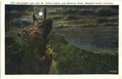 Moonlight over the St. Johns Valley and Blowing Rock Postcard