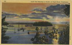 Yacht Club Moorings at Sunset, Puget Sound Postcard