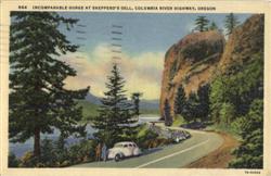 Incomparable Gorge At Shepperd's Dell, Columbia River Highway Postcard