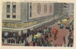 Scene Outside Radio City Music Hall Postcard
