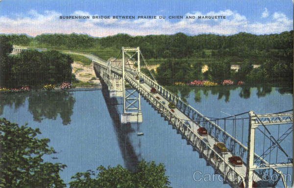 Suspension Bridge Between Prairie Du Chien And Marquette Wisconsin
