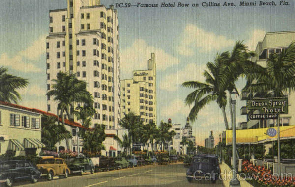 Famous Hotel Row On Collins Ave Miami Florida
