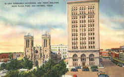 San Fernando Cathedral And Frost Building, Main Plaza Park Postcard