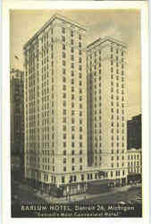 Barlum Hotel Detroit, MI Postcard Postcard