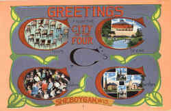 Greetings From The City Of Four C's Sheboygan, WI Postcard Postcard