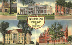 Greetings From University Of Vermont Burlington, VT Postcard Postcard