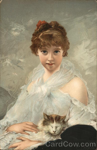 Girl Posing With Cat Charles Chaplin Women