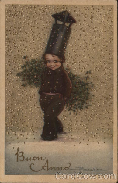 Little Boy Chimney Sweep wearing Stovepipe Hat Busi