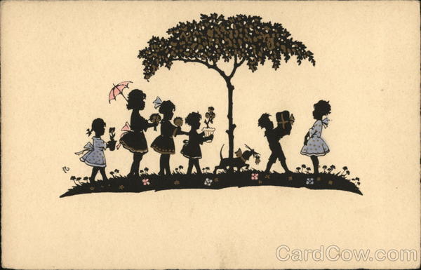 Children with Gifts Silhouettes