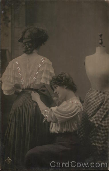 A Woman Having Alterations Done to her Dress Sewing