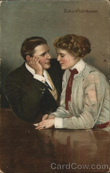 Romantic Couple Clarence F. Underwood Artist Signed