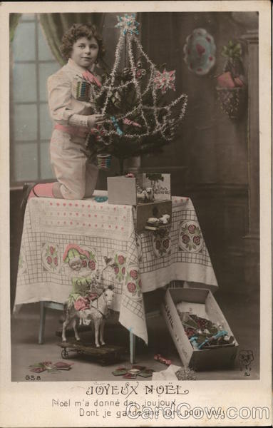Boy Decorating Christmas Tree Children