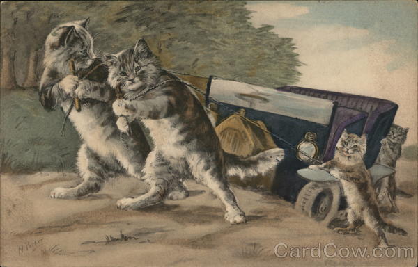 Cats Pulling Car N. Parker