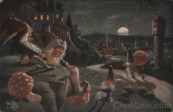 Rare Gnomes Harvesting Mushrooms Arthur Thiele