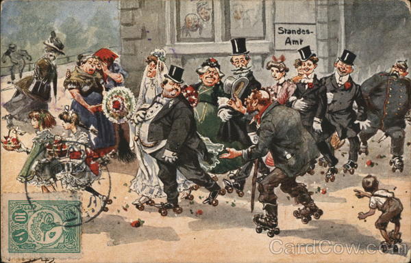 Wedding - Roller skating Men in Top Hats Arthur Thiele