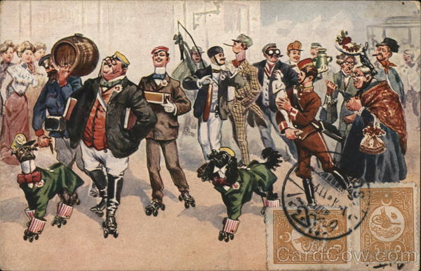 People Roller Skating in Street Arthur Thiele