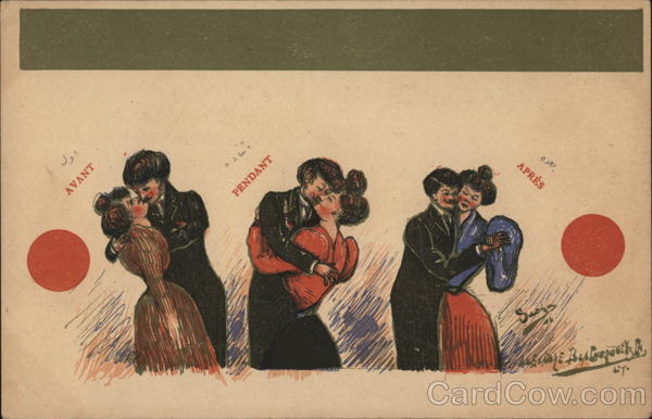 Couples Kissing, Dancing Artist Signed