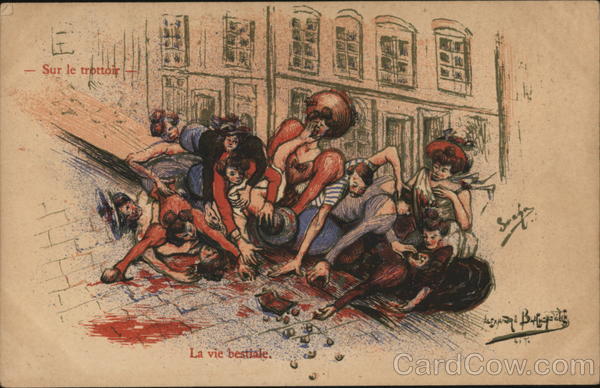 Sur le Trottoir - La Vie Bestiale Artist Signed