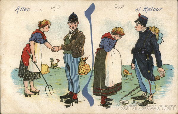 French Woman Saying Farewell to Solder - Pregnant, Crying When He Returns