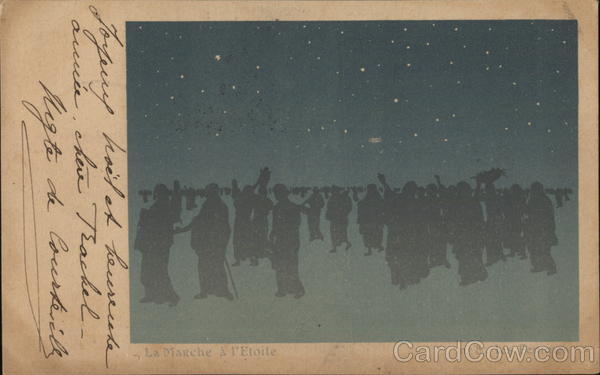 La Marche a l'Etoile - Silhouette of Crowd of People Beneath the Stars