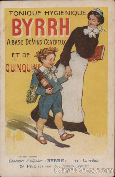 Byrrh Tonic Poster - Governess with Boy Cyprien Boulet