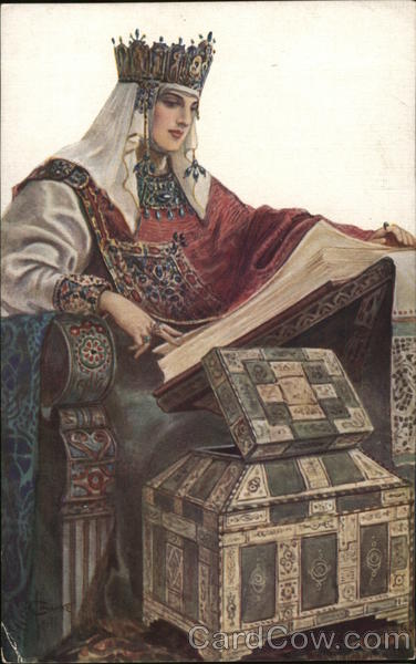 Woman Wearing Crown Reading Book S. Solomko Art