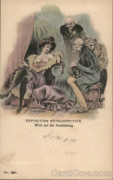 Men Ogling Courtesan G. Mouton Artist Signed