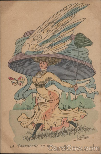 Woman in Very Large Hat Vindier Artist Signed