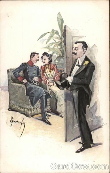 Two Gentlemen Calling on Lady Artist Signed