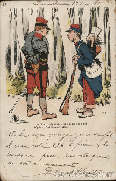 Two Soldiers Talking in Woods Albert Guillaume Artist Signed