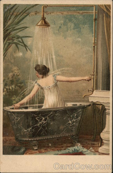 Woman Standing in Shower While Wearing a Dress Women