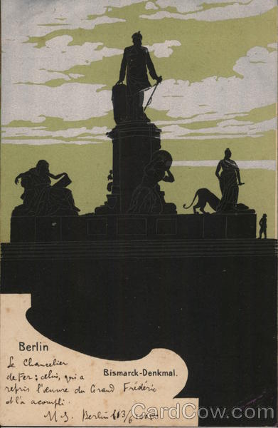 Silhouette of Fountain in Berlin (Bismark-Denkmal) Germany