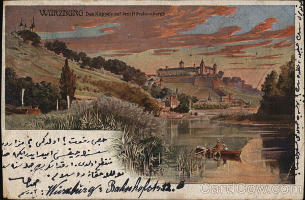 Greeting Countryside Marienberg Fortress Postcard 1902 Wurzburg Germany