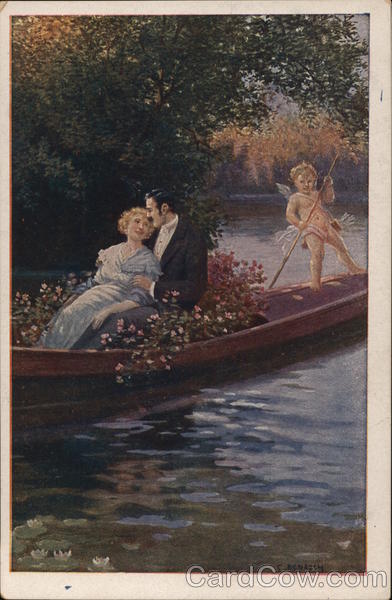 Cupid Rowing Romantic Couple on the Water Couples