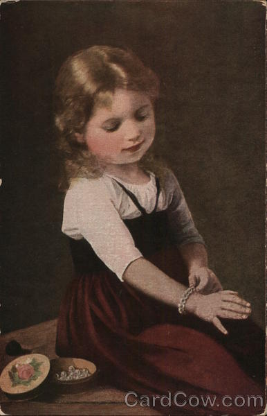 Young Girl Admiring Bracelet Carl von Bergen Children