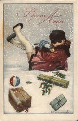 Art Deco Girl Falling Dropping Packages Art Deco Girl Falling Dropping Packages