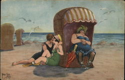Couple Kissing on Beach Postcard