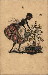 Silhouette of a Woman With Watering Can Silhouette of a Woman With Watering Can