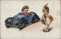 Want To Go For A Ride? Art Deco Postcard