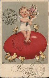 Child Sitting on Easter Egg Postcard