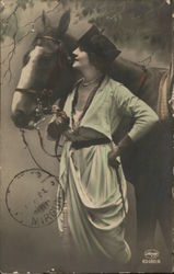 Woman Posing With Horse Postcard