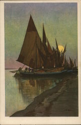 Sailboats on Beach Postcard Postcard