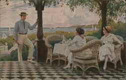 Man Greeting Girls at Club Postcard