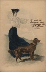 Woman and Dog Postcard