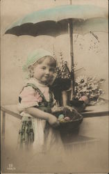 Young Girl with Flowers Postcard