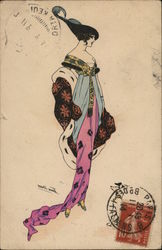 Art Nouveau Woman Xavier Sager Postcard 