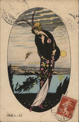 Art Nouveau Woman Xavier Sager Postcard Postcard