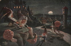 Rare Gnomes Harvesting Mushrooms Postcard