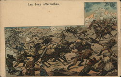 Rare "The frightened asses" Military Postcard Postcard