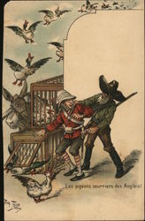 Rare: The pigeons couriers of the English! Military Postcard Postcard